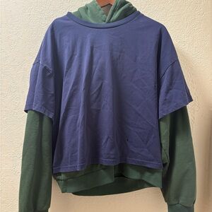 Men's Dual-Tone Green and Blue Sweater